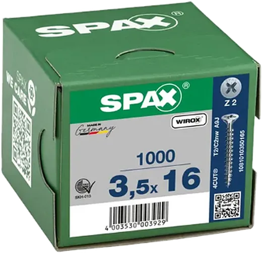 SPAX PZ Cabeza Plana Wirox 3,5x16 1000 uds