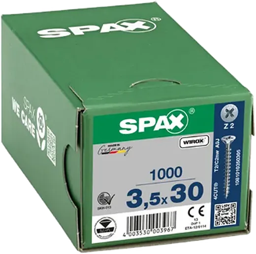 SPAX PZ Cabeza Plana Wirox 3,5x30 1000 uds