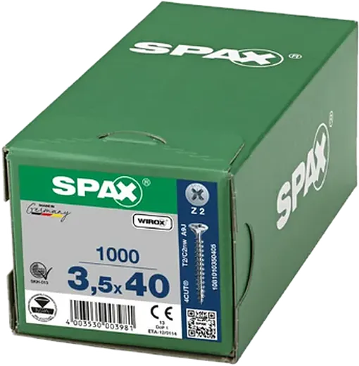 SPAX PZ Cabeza Plana Wirox 3,5x40 1000 uds
