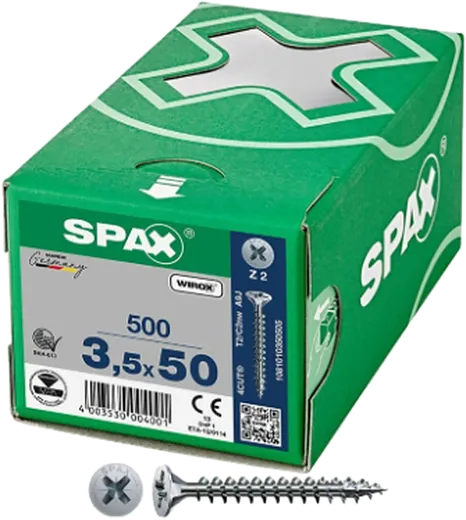 SPAX PZ Cabeza Plana Wirox 3,5x50 500 uds