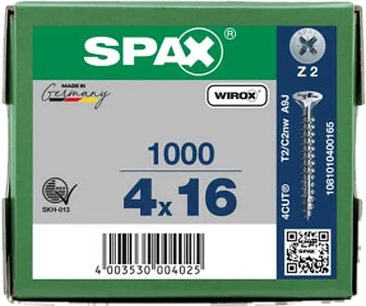 SPAX PZ Cabeza Plana Wirox 4x16 1000 uds