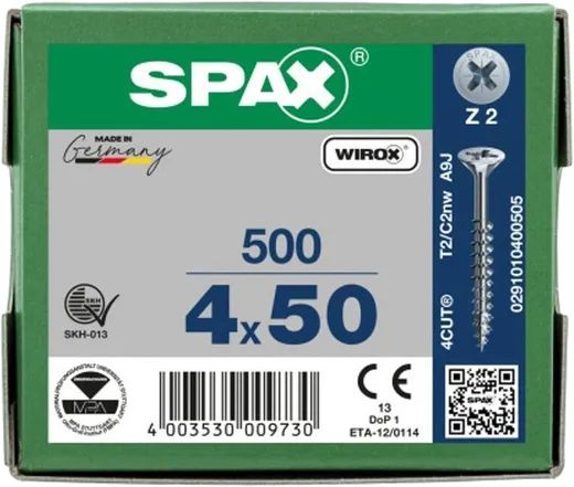 SPAX PZ Cabeza Plana Wirox 4,5x50 500 uds