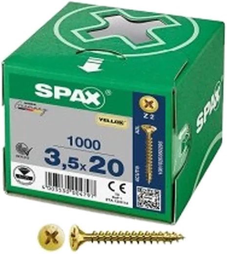SPAX PZ Cabeza Plana Yellox 3,5x20 1000 uds