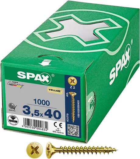SPAX PZ Cabeza Plana Yellox 3,5x40 1000 uds