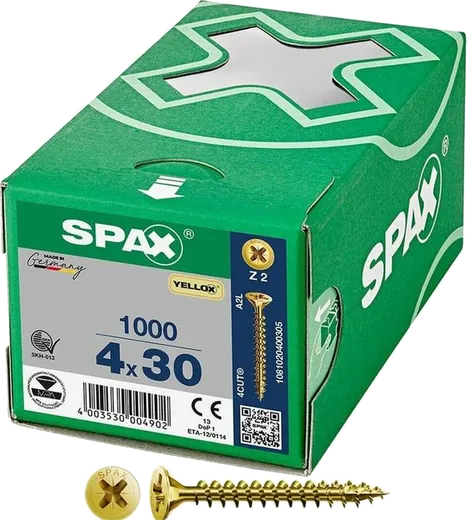 SPAX PZ Cabeza Plana Yellox 4x30 1000 uds