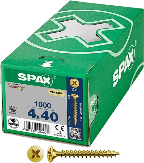 SPAX PZ Cabeza Plana Yellox 4x40 1000 uds