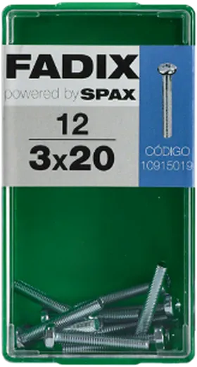 Pf. Métrico Cab. Cilíndrica DIN 7985M 3x20 mm 12und S
