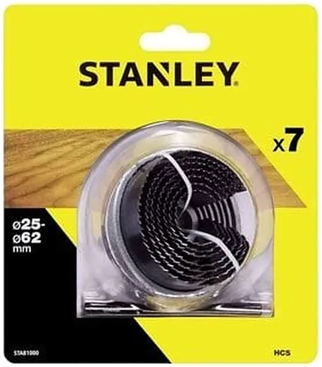 7 brocas Campanhas em aço de carbono ø 25 / 32 / 38 / 45 / 50 / 56 / 62 mm. Profundidade 18 mm